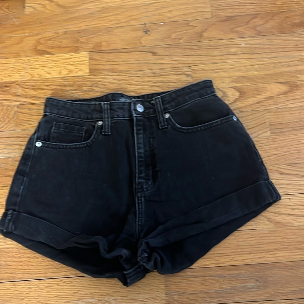 black denim shorts